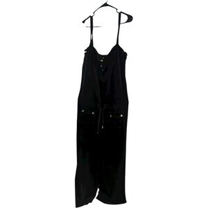 Juicy Couture Velour Wide Leg Jumpsuit Black Size XL